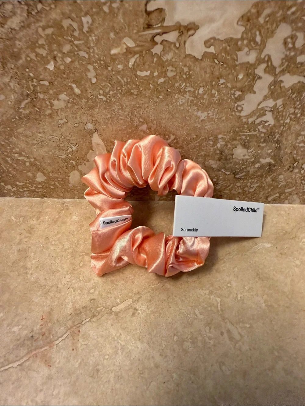 SpoiledChild Peach Satin Scrunchie